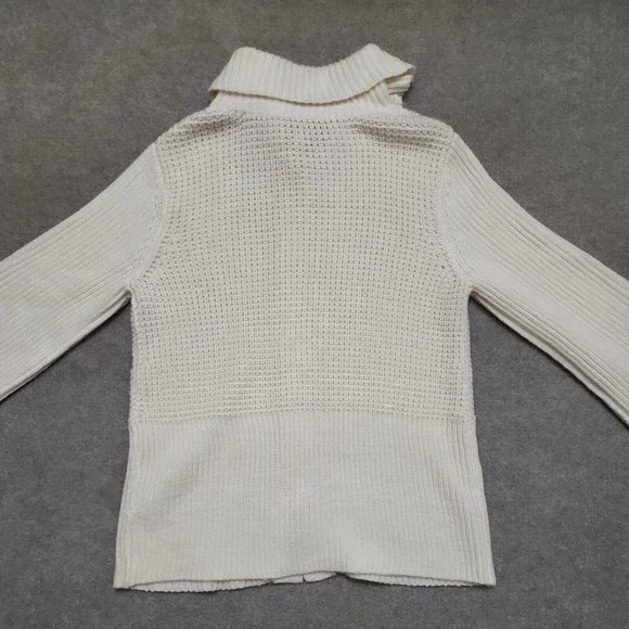 Chicos Heavy Chunky Knit Cardigan Wool Blend Sweater Womens 3 US XL Cream White - Picture 7 of 8